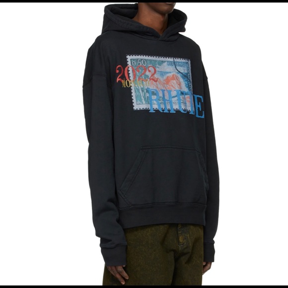 Rhude Stamp Hoodie in Black - Picture 4 of 5